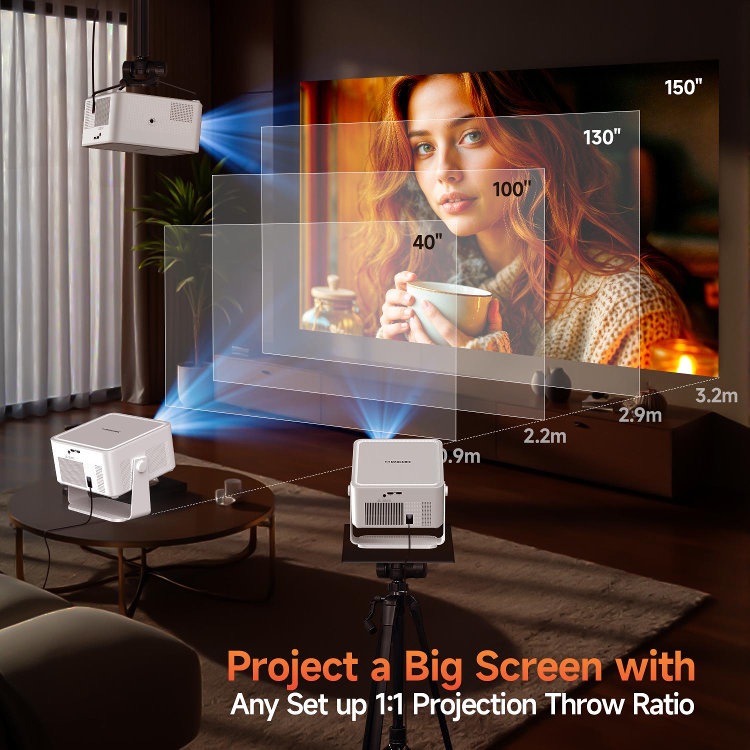 Pivot Box Projector HY450Max Portable Home Theater Projectors